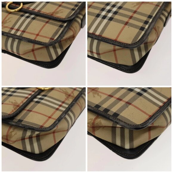 BURBERRY Nova Check Shoulder Bag PVC Beige Gold Auth 136729 - Picture 15 of 15